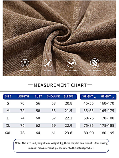 A detailed size chart