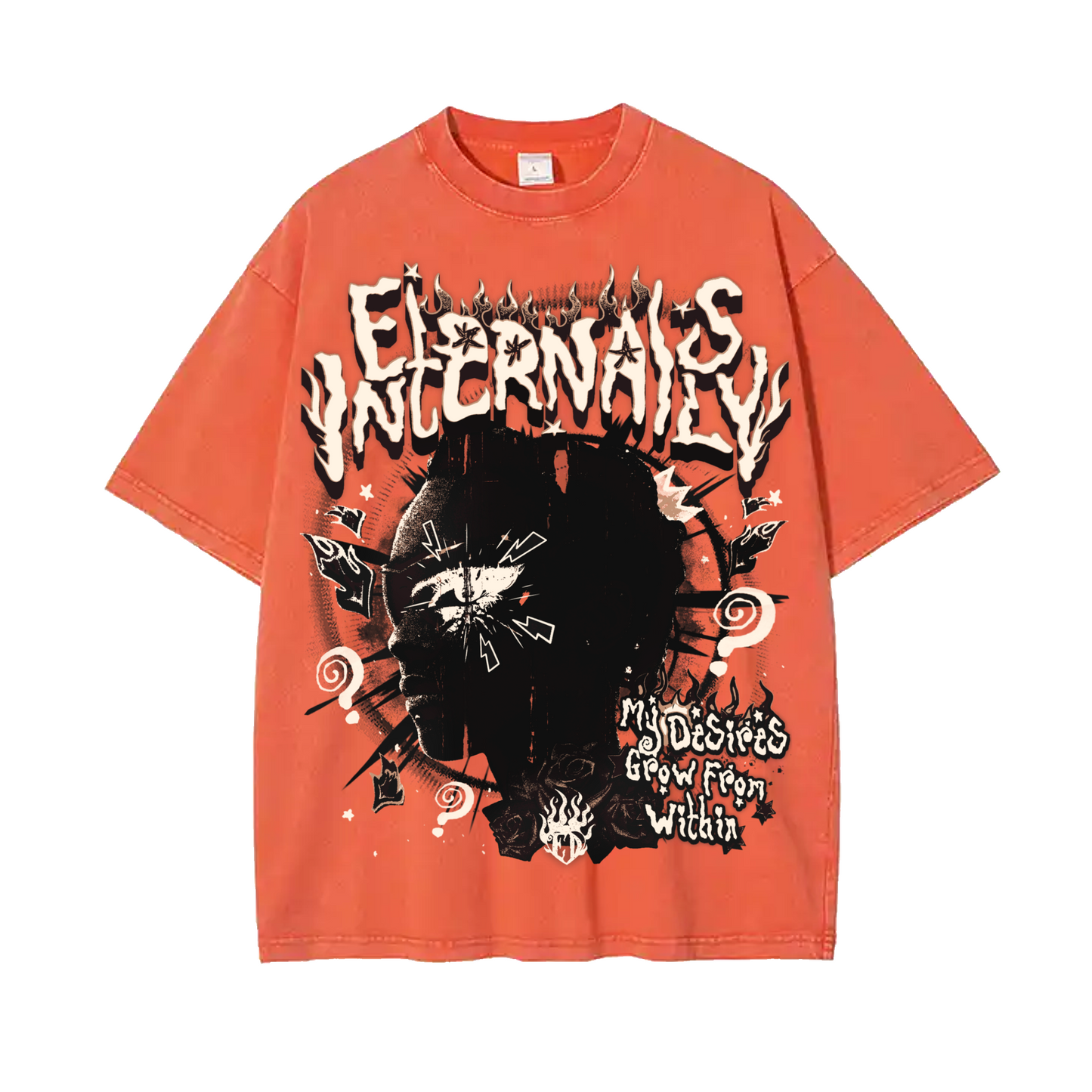 Orange Eternals Acid Wash Oversized Tee