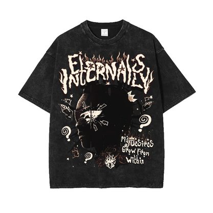 Black Eternals Acid Wash Oversized Tee