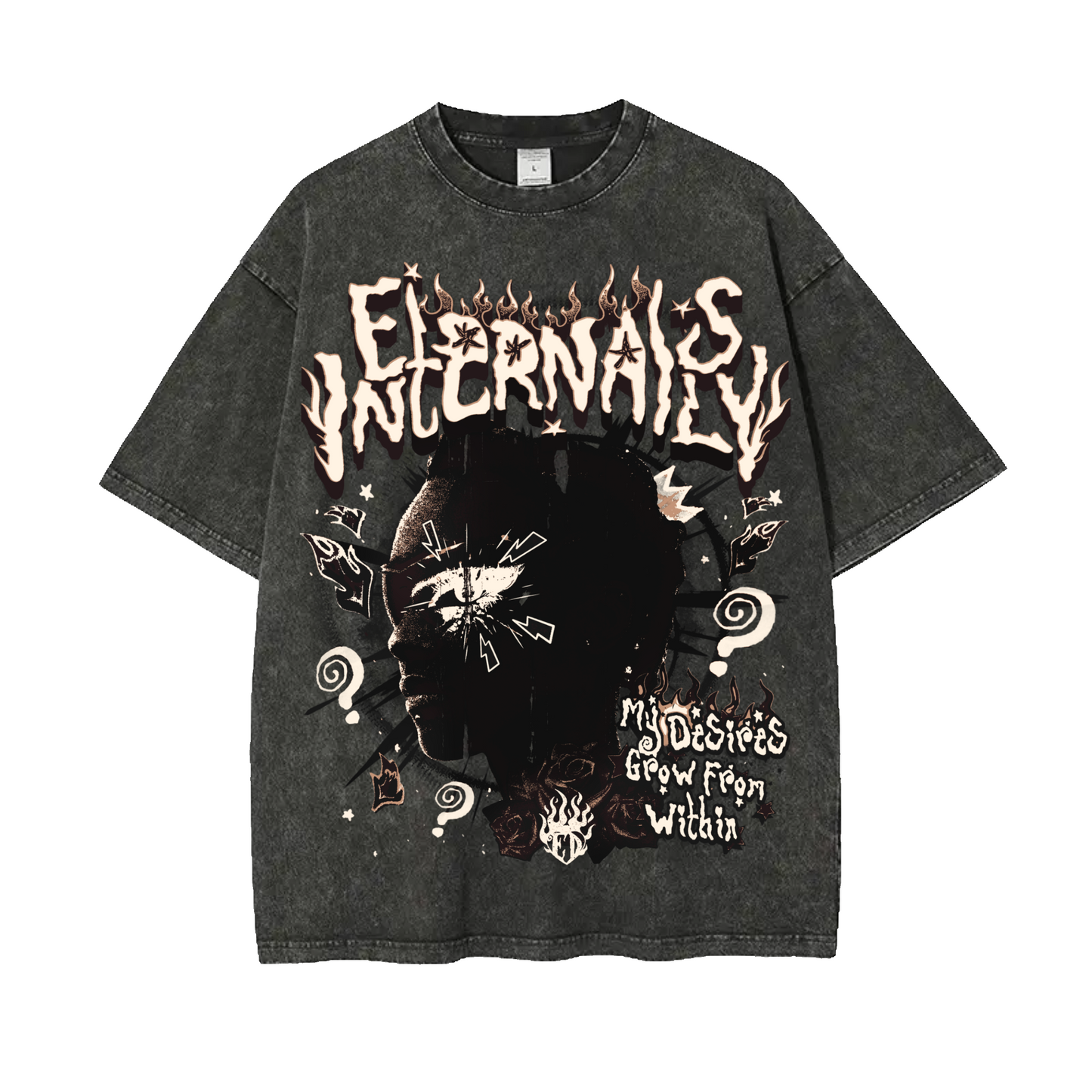 Charcoal Eternals Acid Wash Oversized Tee