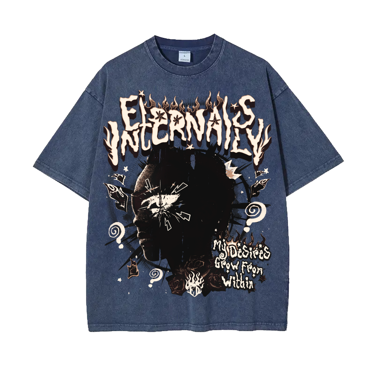 Navy Eternals Acid Wash Oversized Tee