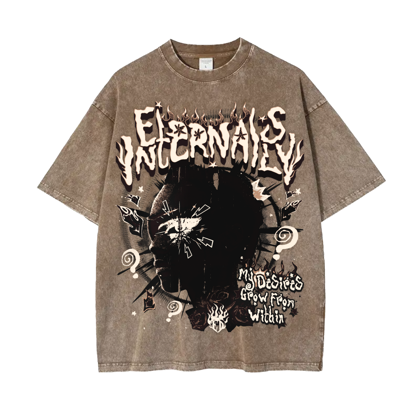 Khaki Eternals Acid Wash Oversized Tee